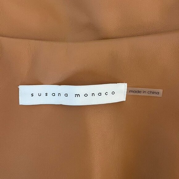 Susana Monaco Faux Leather Biker jacket in Camel Brown | Women’s Size Samll - Picture 4 of 4